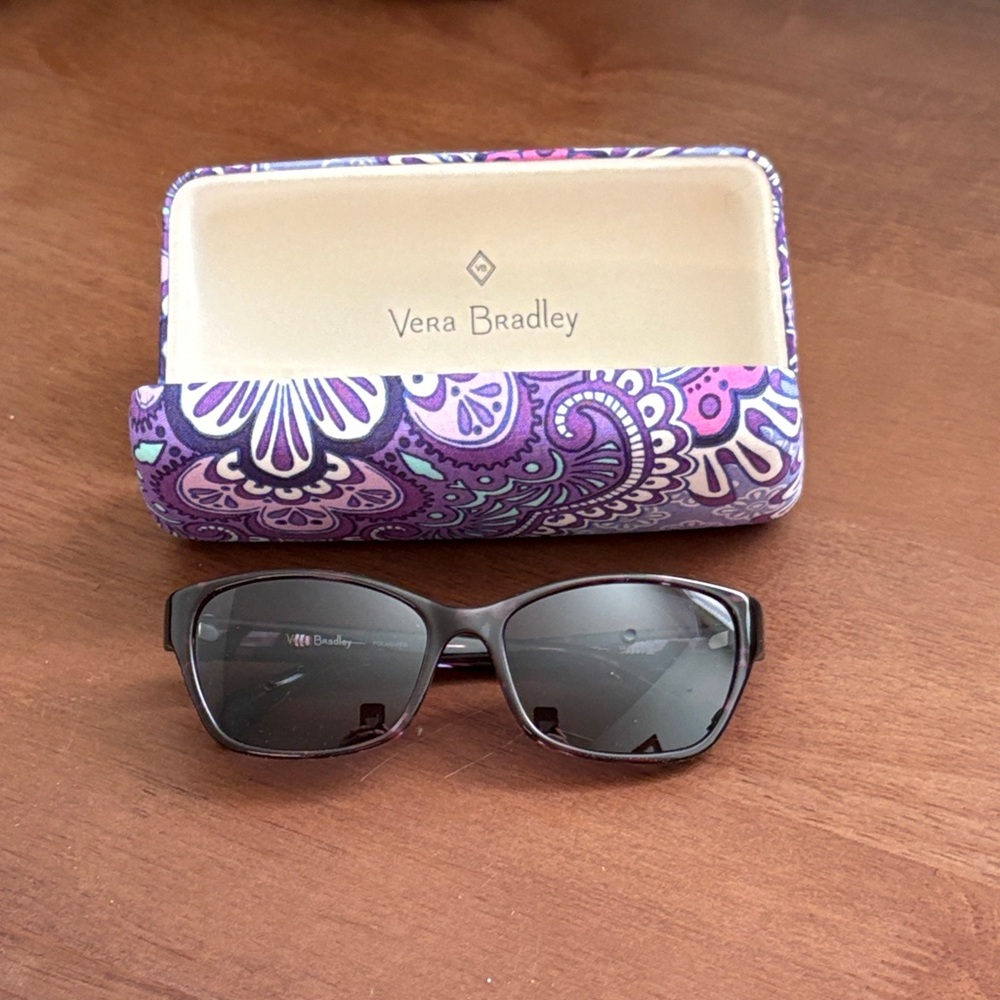 Vera Bradley Black Sunglasses with Purple Patterned Case